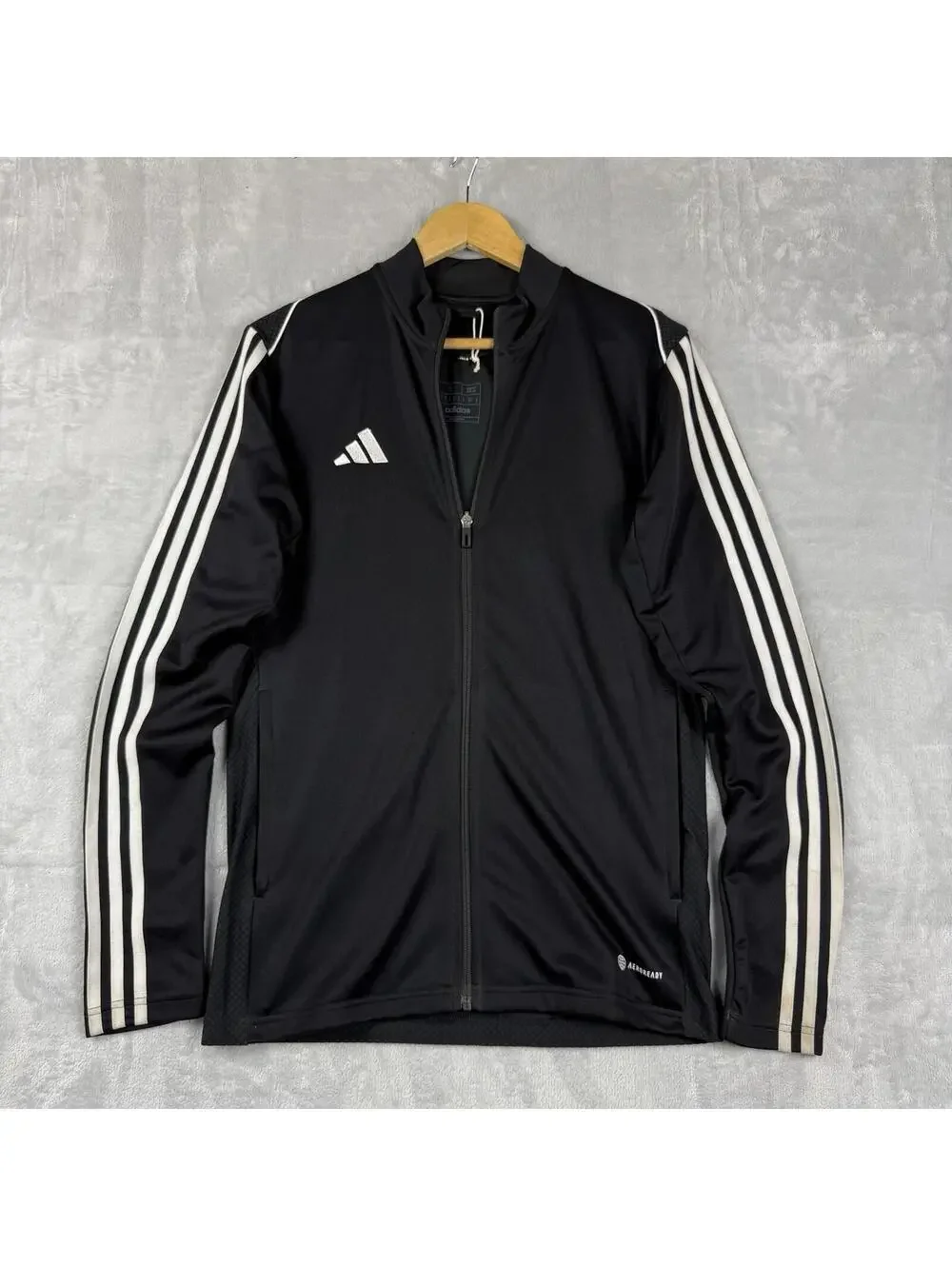 Adidas AeroReady Track Jacket Black White 3 Stripe Slim Fit MenS Soccer Techwear